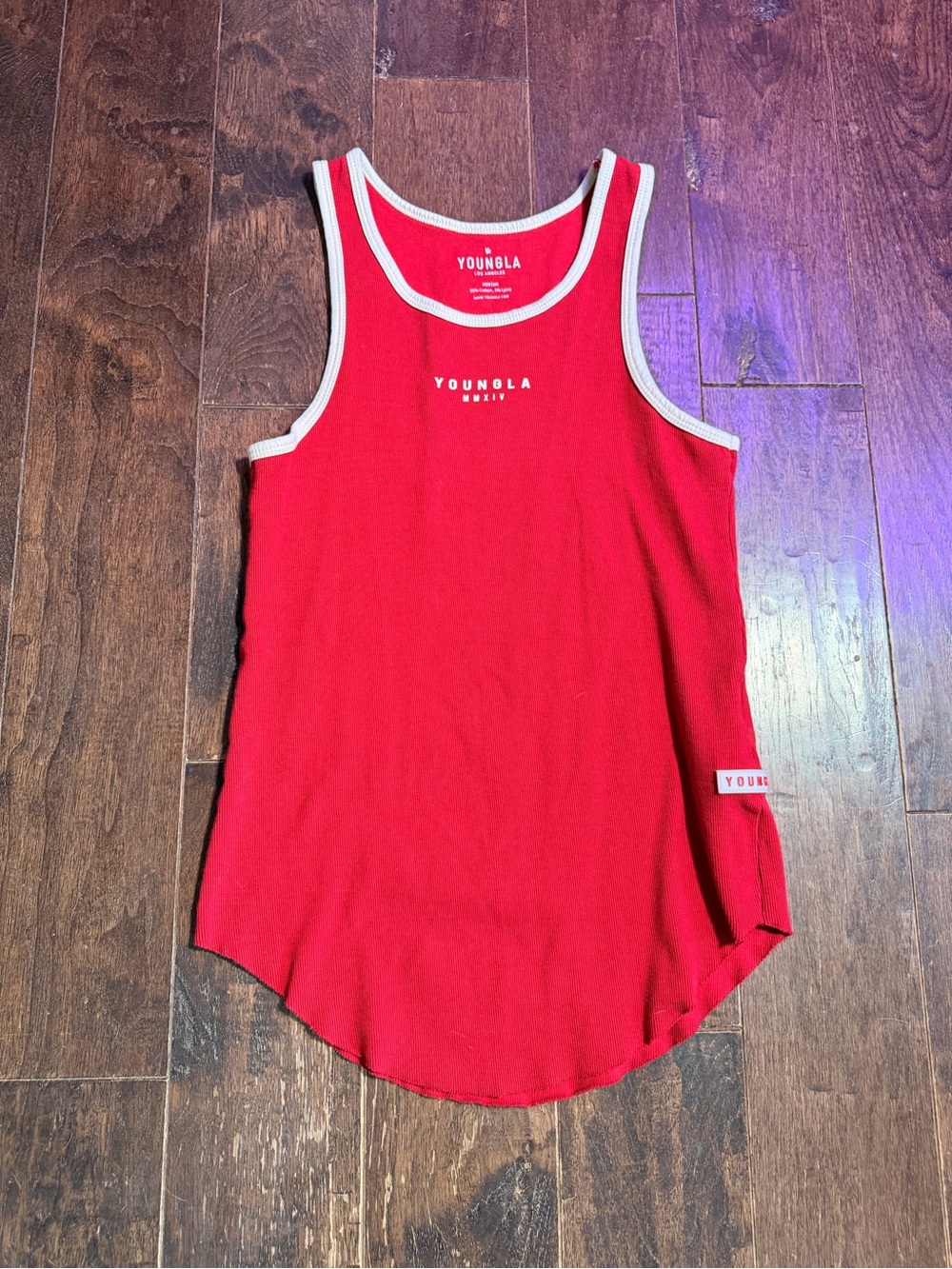 YoungLA Red Ribbed Tank Top with White Trim